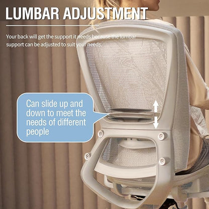 ELABEST Mesh Office Chair,Ergonomic Computer Desk Chair,Sturdy Task Chair- Adjustable Lumbar Support & Armrests,Tilt Function,Comfort Wide Seat,Swivel Home Office Chair (Grey Frame Grey Mesh)