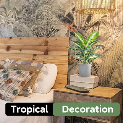 JC nateva 16" Small Fake Plants Artificial Tropical Faux Plants Indoor for Office Desk Shelf Bathroom Home Decor