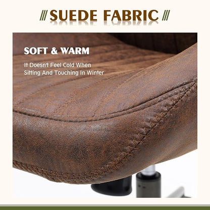 CAODOC High Back Office Chair,Modern Swivel Office Chair,Brown Suede Fabric Gaming Chair,Height Adjustable Home Office Desk Chair with Lumbar Support