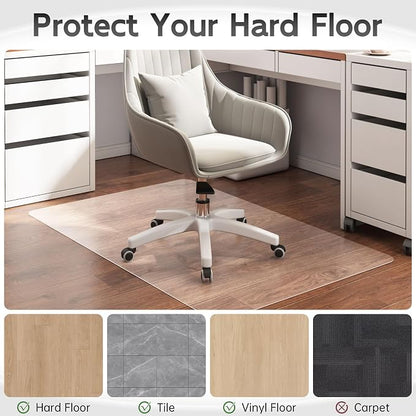 Office Chair Mat, 72" x 46" Clear Computer/Desk Chair Mat for Hardwood Floor, Thicker, Easy Glide, Non-Slip, Protects Hard Surfaces from Scratches, Ideal for Home or Office