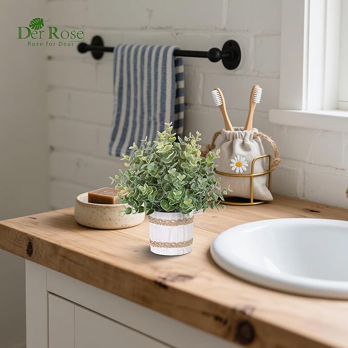 Der Rose 4 Pack Farmhouse Fake Plants Artificial Plants Indoor for Home Kitchen Office Desk Rustic Table Aesthetic Room Decor