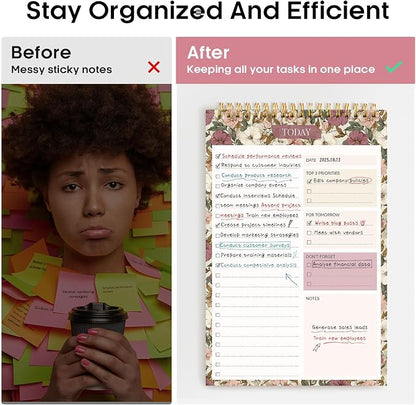 Taja To Do List Notepad - To Do List Notebook for Work with 52 Sheets, 9.8" x 6.5", Undated Daily Planner Perfect for Daily Tasks and Goal Setting, Notepad Suitable for Office, Home & School - Mauve Muse