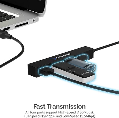 SABRENT 4 Port Portable USB 2.0 Hub (9.5" Cable) for Ultra Book, MacBook Air, Windows 8 Tablet PC (HB-MCRM)