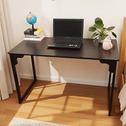 Solid Wood Desk with Drawer, Small Writing Desk for Small Spaces,Gaming Study Home Office Workbench woodenDesks for Work, 47 inch Wooden Computer Desk for Bedroom Black Walnut Color