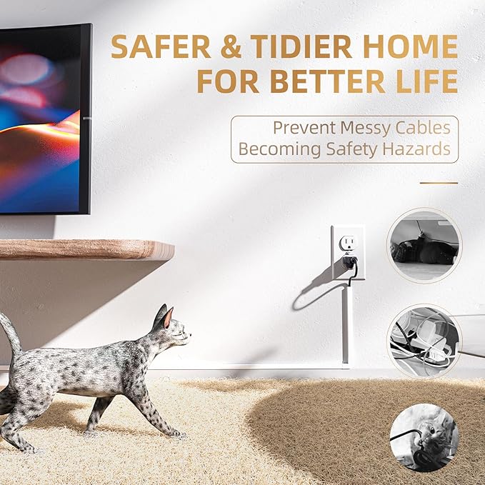 Delamu Cord Hider, 142in Cord Covers for Wires on Wall, One-Cord Cable Hider, Self-Adhesive Wire Hiders Wire Covers for TV Cords on Wall, Paintable Baby Monitor Proof Cord Hider, W0.59 H0.4in, White