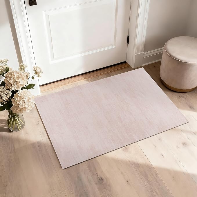 Small Rugs for Bedroom,Boho Abstract Modern Washable Non Slip Cute Area Rug for Kitchen Entryway,Pink Rugs 2x3 Light Pink Ombre Low Pile Floor Carpet for Bathroom,2 x 3