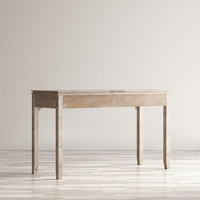 Jofran Mid-Century Modern Chevron Desk with 3 Drawers and USB Charging, 48" Writing Desk for Home Office, Grey Wash