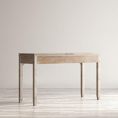 Jofran Mid-Century Modern Chevron Desk with 3 Drawers and USB Charging, 48" Writing Desk for Home Office, Grey Wash