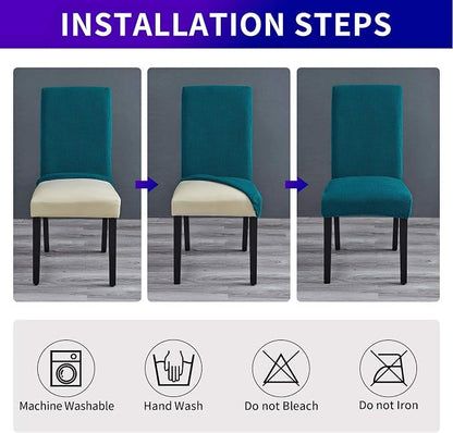 Stretch Chair Covers for Dining Room Set of 6, Removable Washable Dining Room Chair Covers, Dining Chair Slipcovers Seat Protector, Great Home Decor and Banquet Upholstery (Teal, 6 Pack)