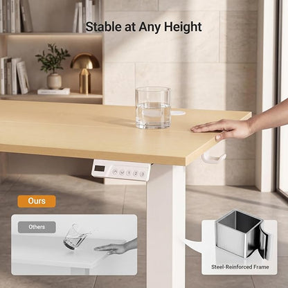 Claiks Electric Standing Desk 40x24 Inches, Adjustable Height Motorized Sit Stand Desk with 3 Memory Presets&Cable Management, Space-Optimized Computer Workstation for Home Office&Bedroom, Nature