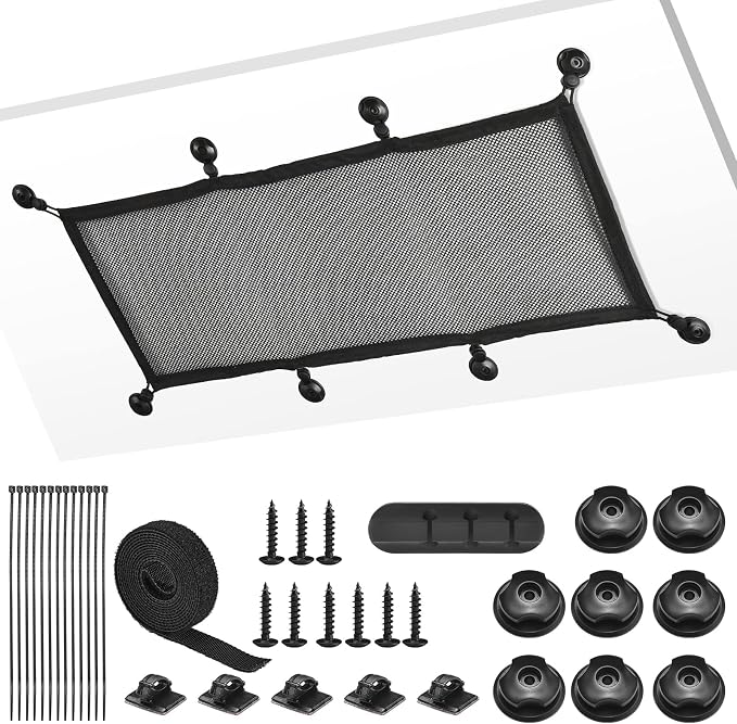 Cable Management Net Under Desk Kit,Privacy Mesh Cable Manager Flexible Under Desk Wire Net Large Capacity Cord Organizer Net for Office,Standing Desk, Home, 26 X 10 Inches