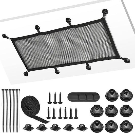 Cable Management Net Under Desk Kit,Privacy Mesh Cable Manager Flexible Under Desk Wire Net Large Capacity Cord Organizer Net for Office,Standing Desk, Home, 26 X 10 Inches