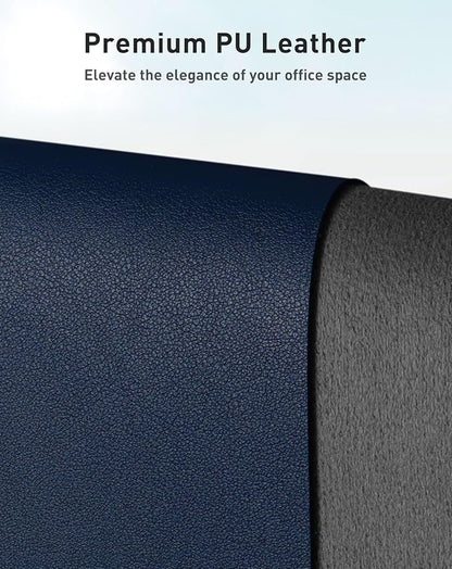 Aothia Faux Leather Desk Mat - Large Mouse Pad, Non-Slip PU Leather Blotter, Waterproof Writing Surface for Office and Home (Dark Blue, 63" x 24")