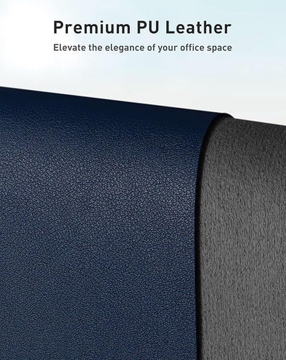 Aothia Faux Leather Desk Mat - Large Mouse Pad, Non-Slip PU Leather Blotter, Waterproof Writing Surface for Office and Home (Dark Blue, 42" x 17")