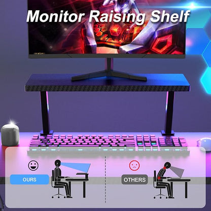 Mr IRONSTONE L Shaped Gaming Desk, Computer Corner Desk Carbon Fiber Surface for Home Office, Writing Study Desk with Laptop Stand, Easy to Assemble, Carbon Fiber, 51 Inch