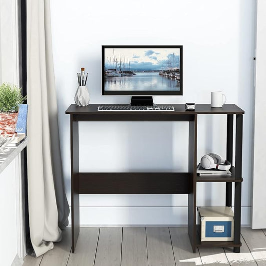 SHW 35-Inch Home Office Cyrus Desk with Open Storage Shelves, Espresso