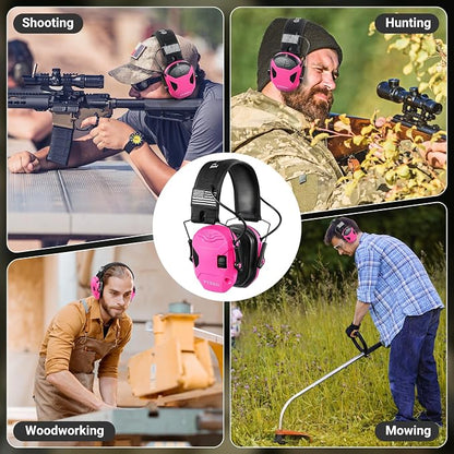 Electronic Shooting Ear Protection w/Gel Pads, 23dB NRR Active Noise Reduction & 3X Amplification Headset for Shooters