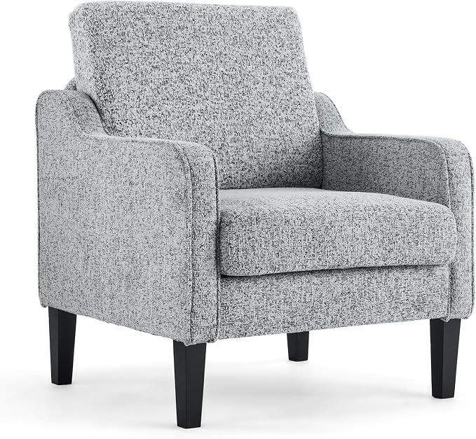 VINGLI Accent Sofa Chair Gray Living Room Chairs Reading Chair for Bedroom Scooped Arm Chair Mid Century Modern Accent Chair Upholstered Comfy Chair for Apartment, Waiting Room