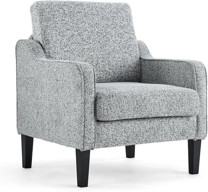 VINGLI Accent Sofa Chair Gray Living Room Chairs Reading Chair for Bedroom Scooped Arm Chair Mid Century Modern Accent Chair Upholstered Comfy Chair for Apartment, Waiting Room