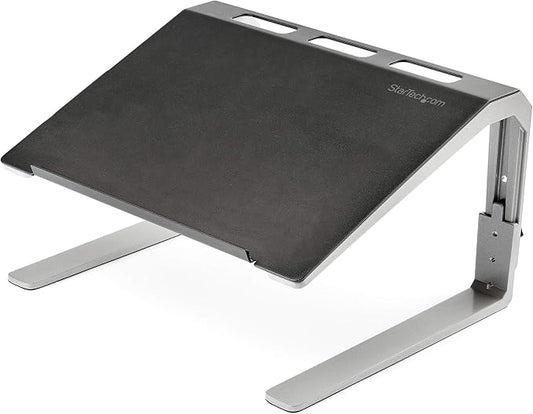 StarTech.com Adjustable Laptop Stand - Heavy Duty Steel & Aluminum - 3 Height Settings - Tilted - Ergonomic Laptop Riser for Desk (LTSTND)