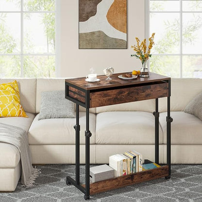 Laptop Desk with Wheels,Mobile Portable Desks with Drawers,Couch Sofa Bed Side Table Desk,Small Standing Desk for Home Office