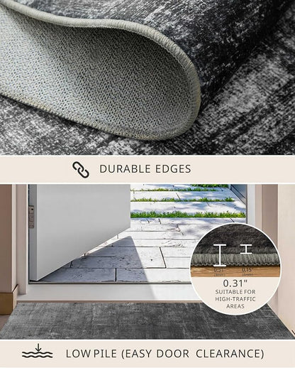 Latte&Fog 2x3 Entryway Rug, Small Modern Abstract Door Mat, Washable Kitchen Rug, Boho Non Slip Low Pile Carpet for Indoor Kitchen, Entry, Front Door and Bathroom