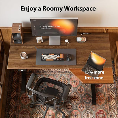 Agilestic Electric Standing Desk, Height Adjustable Desk, 63 x 35 Inch Sit Stand up for Work Office Home, L Shaped Ergonomic Rising Computer Table with Memory Preset, Dark Walnut
