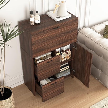 CIATRE Desk Cabinet, with Storage Drawer & Shelves, Fold-up Desktop, Ideal for Home, Office, Dormitory, Small Spaces W31.49 xD13.78 xH47.2