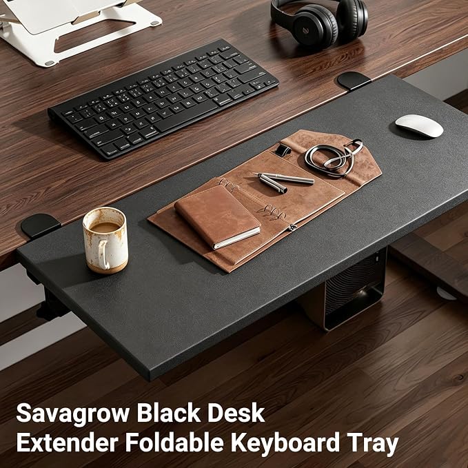 2PCS Black Desk Extender Foldable Keyboard Tray with Screws for Workstation Organizer Office and Home