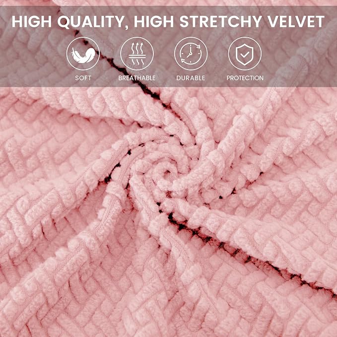 MIFXIN Computer Office Chair Cover Stretch Elastic Slipcover 2 Piece Stretchy Jacquard Washable Computer Chair Covers Furniture Protector for Office Home, NO Chair, Only Covers (Pink)