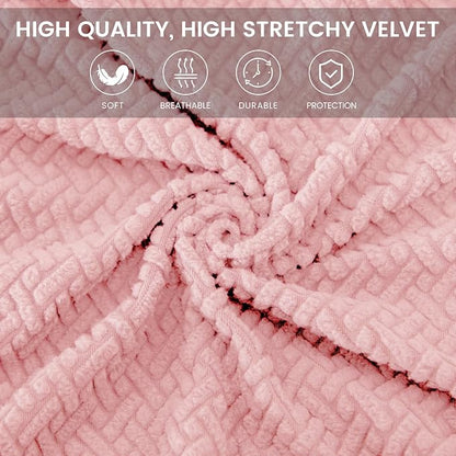 MIFXIN Computer Office Chair Cover Stretch Elastic Slipcover 2 Piece Stretchy Jacquard Washable Computer Chair Covers Furniture Protector for Office Home, NO Chair, Only Covers (Pink)