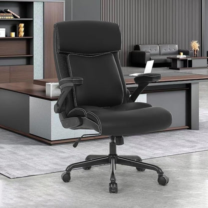ralex-chair 2Pack Executive Office Chair, Big and Tall, 500lbs Capacity, Ergonomic, High Back, Leather, Flip-up Armrests, Adjustable Height