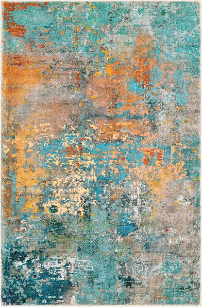Lahome Modern Abstract Area Rug - 4x6 Colorful Rug for Bedroom Soft Washable Rugs for Living Room Dining Room Non Slip, Contemporary Indoor Carpet for Nursery Office Apartment Playroom Kitchen