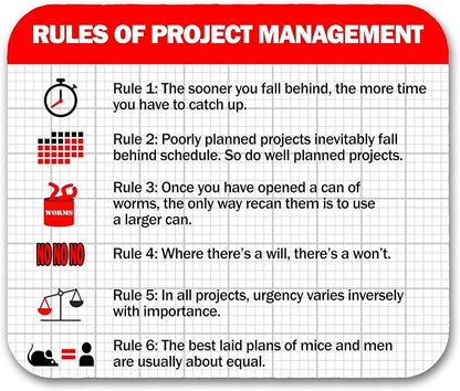 Project Management Rules Funny Computer Mouse Pad Neurons Not Included