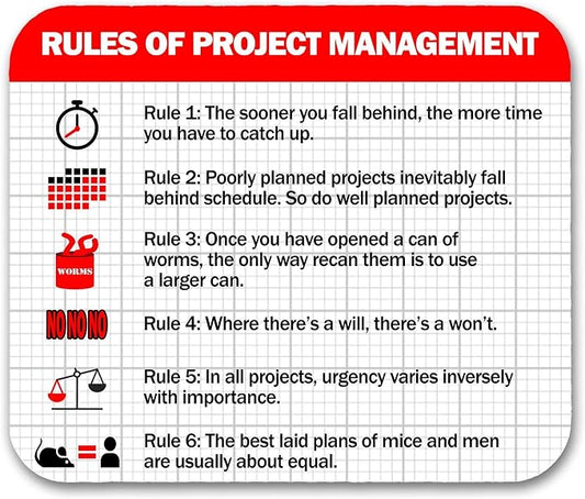 Project Management Rules Funny Computer Mouse Pad Neurons Not Included