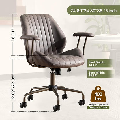 CAODOC High Back Office Chair,Modern Swivel Office Chair,Black Suede Fabric Gaming Chair,Height Adjustable Home Office Desk Chair with Lumbar Support