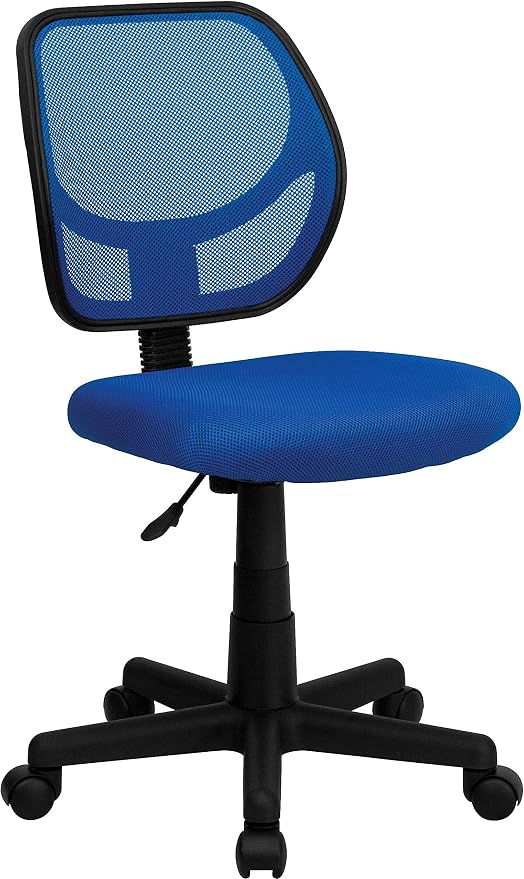 Flash Furniture Neri Low Back Blue Mesh Swivel Task Office Chair with Accordion Back Cover and Mesh Upholstered Seat
