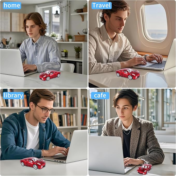 CHUYI Cool Sports Car Shaped Wireless Mouse 1600DPI Cordless Optical Mice with USB Receiver for Office School Home Travel, for PC Laptop Computer Gift (Red-1 Pack)