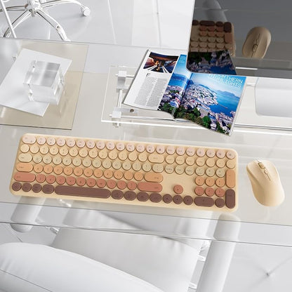 Wireless Keyboard and Mouse Combo, 2.4GHz USB Plug-and-Play, 110-key Design, Full-Size Ultra-Thin Silent Keyboard, Compatible with laptops/desktops/PCs（Gradient Khaki）