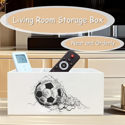 Soccer Ball Pen Pencil Holder Organizer for Desk, Soccer Fan Lovers Players Gifts Wooden Box Block Sign for Home Office Tabletop Decor