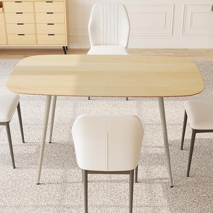 HIPIHOM 47.2'' Dining Table Set for 4,Modern Wood Dining Table,Leather Dining Chairs 4,Table and Chairs Set of 4,Ideal for Kitchen Dining Room (Cat Scratch Table + 4 White Chairs, 47.2")