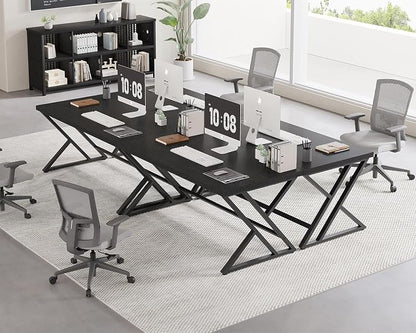 LVB Black Office Desk, Modern Writing Computer Desk for Home Office, Industrial Metal Wood Study Work PC Gaming Computer Table for Bedroom, Executive Student Workstation Desk, 47 Inch, Black Oak