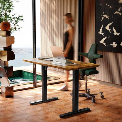HUANUO 55 x 28 inch Electric Standing Desk Adjustable Height, 4 Memory Height Settings, Sit Stand Up Desk for Home Office & Computer Workstation, Rustic Brown
