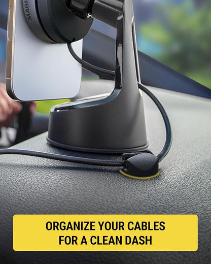 Scosche CMAR-6PKRP Cable Management Kit, 6-Pack of Black Adhesive Cable Clips for Phone Charging Cables, Charger Cords, Wire Organizer and Cord Holders for Desk, Nightstand, Car, Home, Computer