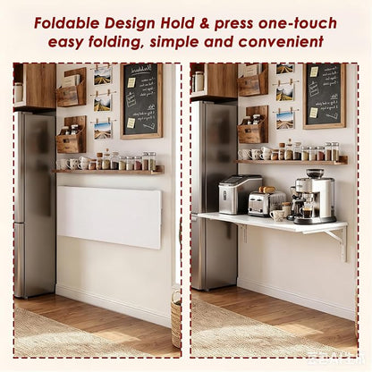Need Fold Wall Mounted Table Folding Workbench Length 47.2" Width 20" Perfect Addition to Garage & Shed/Home Office/Laundry Room/Home Bar/Kitchen & Dining Room White AC15-12050WW-ND