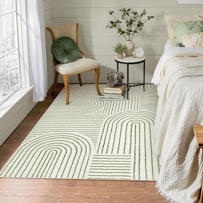 Lahome Rainbow 4x6 Area Rugs for Bedroom, Soft Washable Rugs for Entryway Ultra-Thin Modern Green Rug, Non-Slip Throw Rug Carpet for Kitchen Office Living Room Darrell (4'x6',Green)