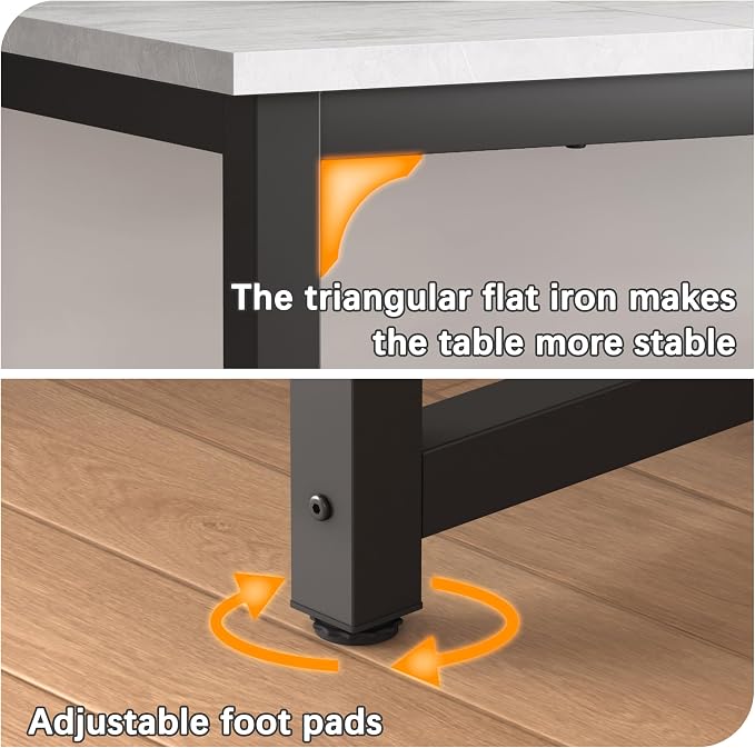 NSdirect 63" Large Computer Desk,Modern Simple Style PC Table Office Desk Wide Workstation for Study Writing,Gaming and Home Office,Extra 1" Thicker Wooden Tabletop and Black Metal Frame,White+Black