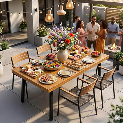 VINGLI 48 Inch Solid Wood Dining Table for 4-6, Walnut Rectangular Kitchen Table with Waterproof Tabletop for Indoor & Outdoor Use, Pine Wood Dinner Table for Patio, Dining Room, Kitchen, Apartment