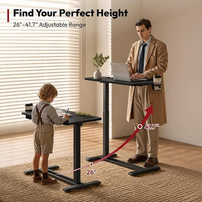 SANODESK Adjustable Overbed Bedside Table Pneumatic Adjustable Height Laptop Computer Standing Desk Cart with Tray, Hospital and Home Use(23.6" W x 13.8" D, Walnut)