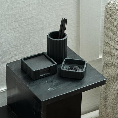 Aesthetic Desk Organizer Set of 3 For Your Office - Sturdy Concrete Desktop Accessories For Women Enhance Any Office Decor - Set incl. Pen Holder, Paperclip Storage & Sticky Note Holder for Teacher